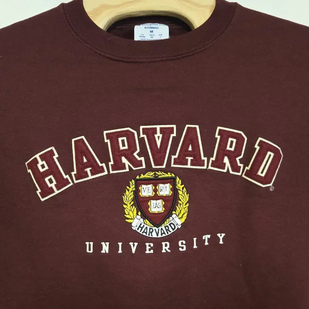 Harvard University Champion Sweatshirt Men's Medium Embroidered Felt Spell Out - Picture 5 of 10